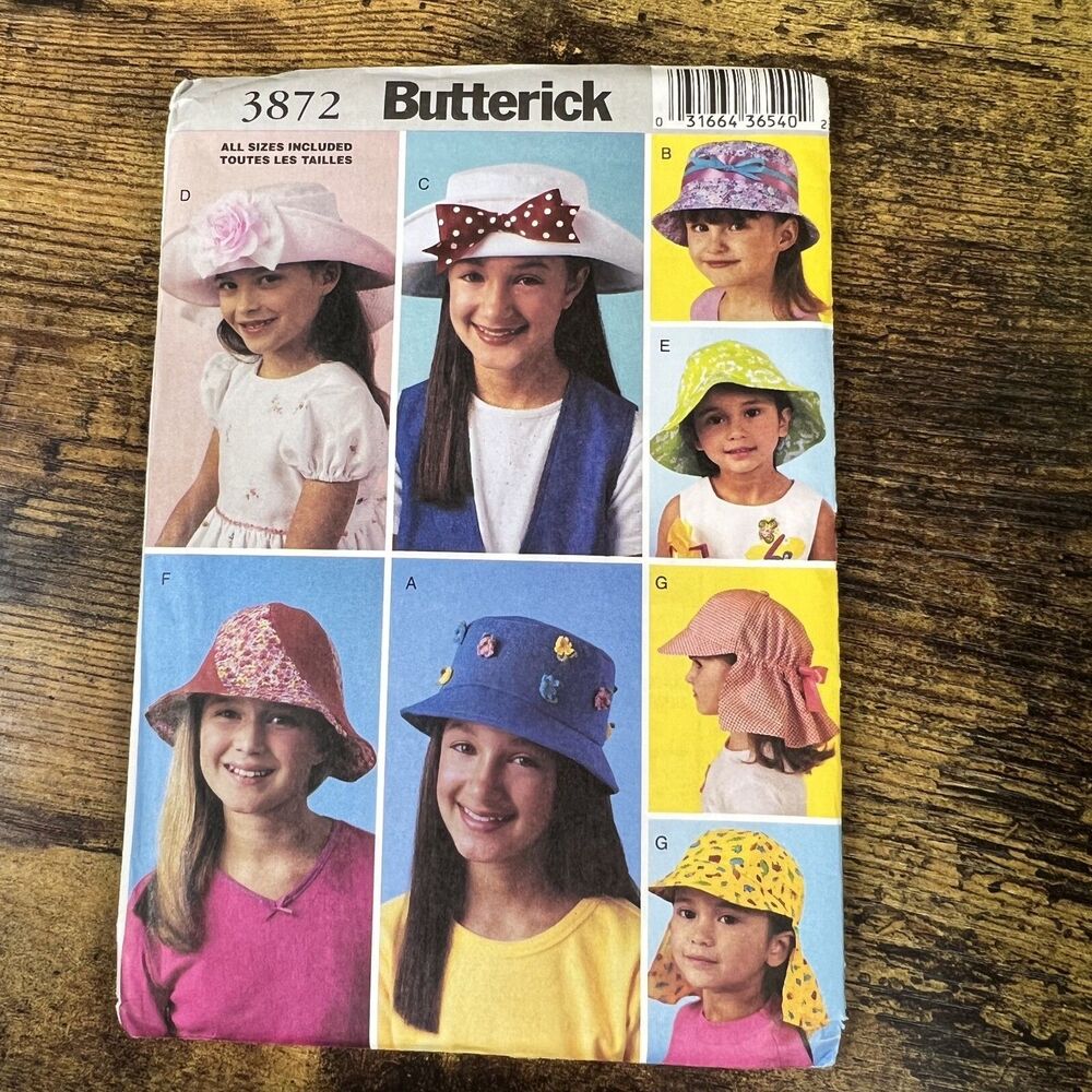 Butterick Girls Hat Vintage Uncut Pattern #3872